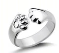 SC Silver Plated Korean Fashion Party Ring Adjustable Opening Finger Ring Jewelry Creative Dog Cat Footprints for Women Couples