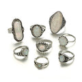 SC 8pcs Vintage Antique Silver Color Ring Sets Trend Colorful Opal Crystal Stone Geometric Rings for Women Men Bohemian Jewelry