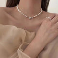 Baroque Style Pearl Necklace Love Heart Clavicle Chain for Women Jewelry Wholesale