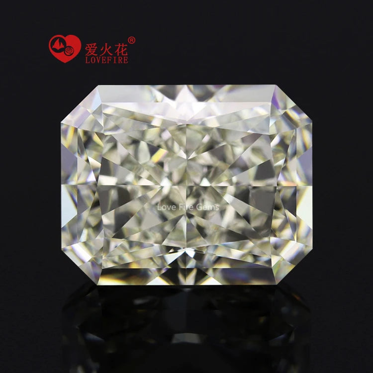 Ready Stock Artificial Gem 4K Synthetic Octagon Cz Gem Stone Crushed Ice Cut Light Yellow Cubic Zirconia Stones