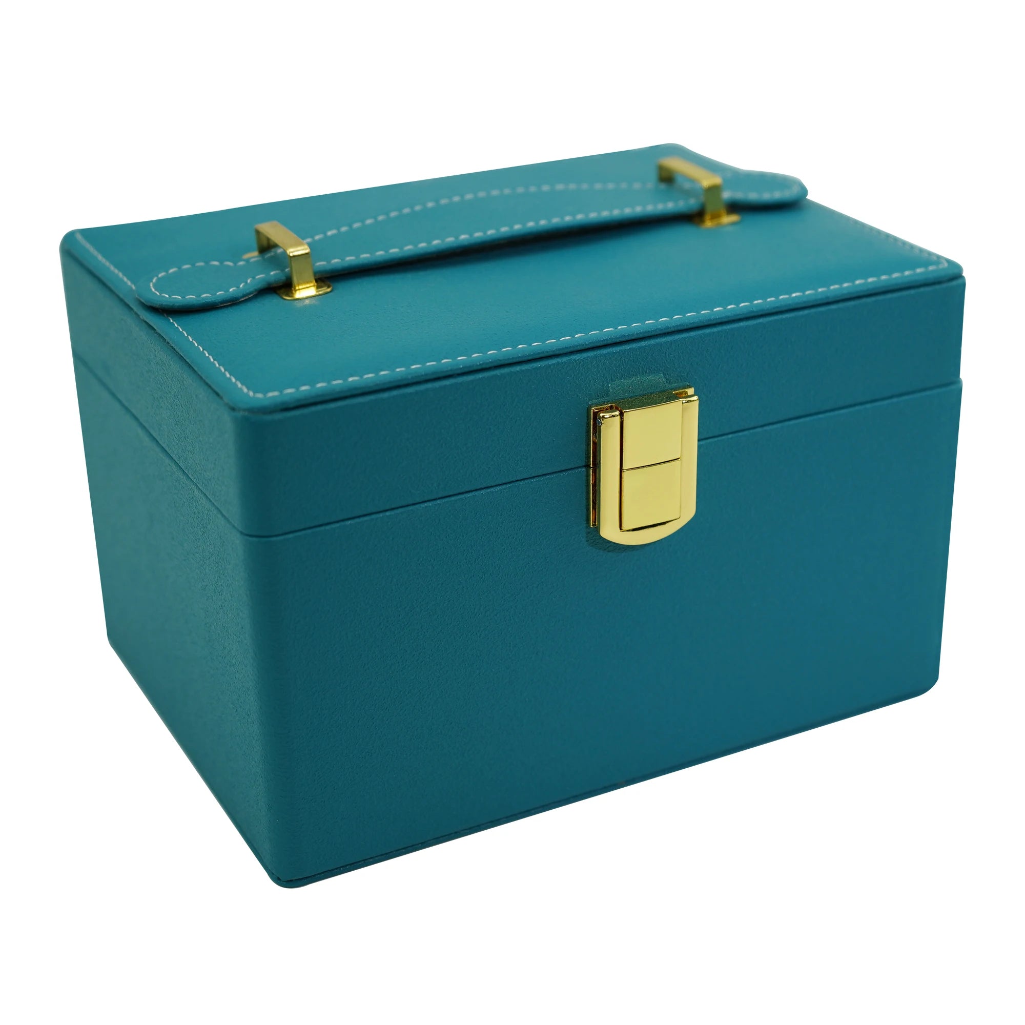 Factory Directly Sale Red Rectangle Modern PU Leather Travel Jewelry Organizer Box in Stock for Women