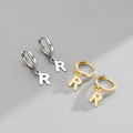 Women Fashion Jewelry 925 Silver Gold Plated 26 Alphabet Letter Initial Small Hoop Earrings