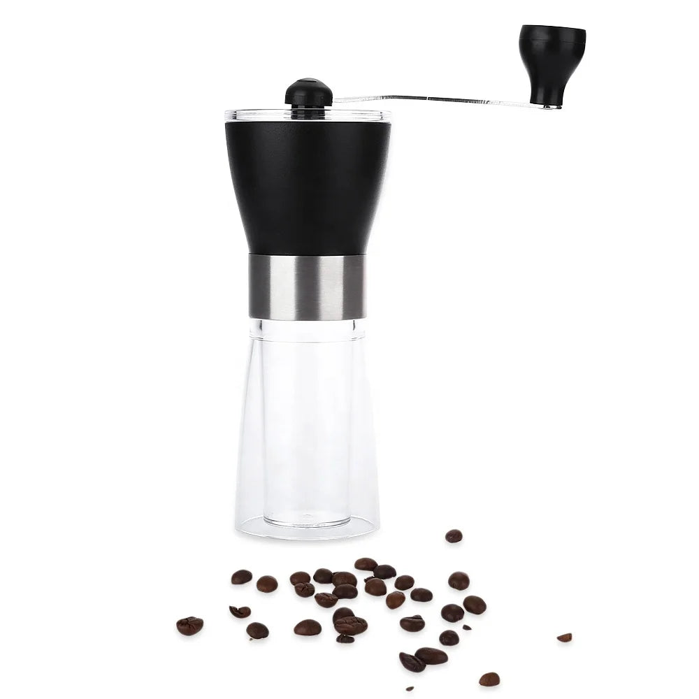 Manual Coffee Grinder with Ceramic Burr Hand Coffee Mill with Adjustable Coarseness for Home Office and Travelling