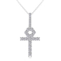 Full Diamond Retro Hip Hop 18K Gold Plated Moissanite 925 Sterling Silver Ankh Cross Pendant Necklace Women's Christian