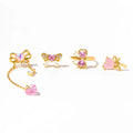 4Pcs Beautiful 18K Flower Pendant Earrings S925 Silver Studs for Bride and Valentine Jewelry Sets