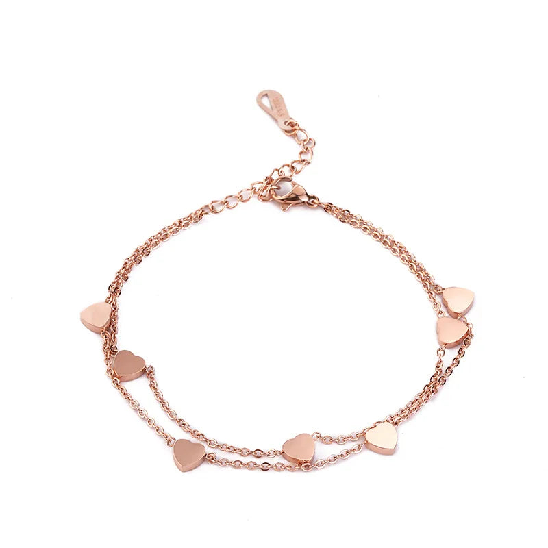 HOVANCI Bracelet Acier Inoxydable 11double Layer Rose Gold Heart Shape Stainless Steel Bracelets