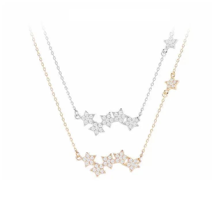 Wholesale New Fashion Jewelry Chain 925 Silver Star Crystal Necklace for Women