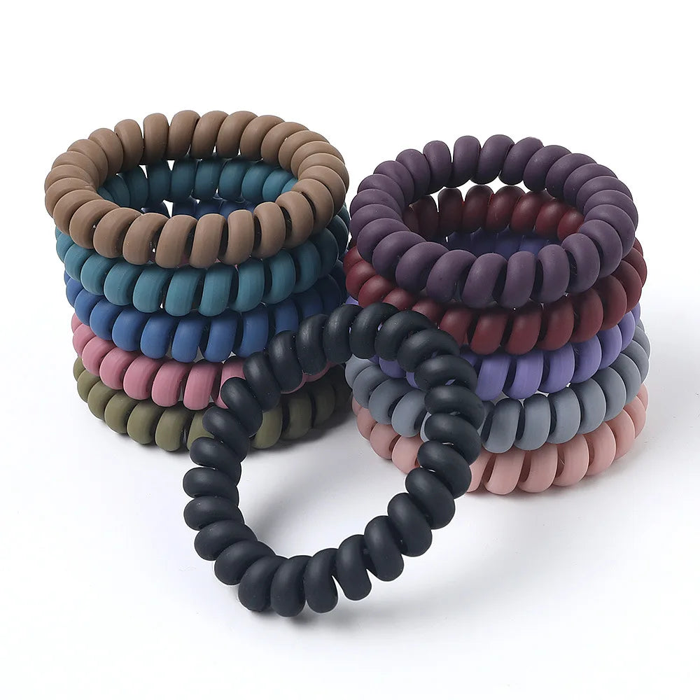 QIYUE 2 Inch Matte Spiral Hair Tie Band Woman Hair Ponytail Holder