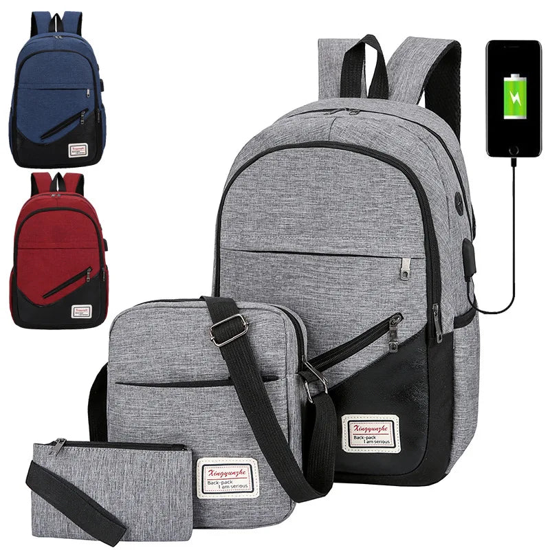Girls Backpack School Bag Set Boy 3pis Women Adult Backpack Men Mochilas Bagpack 3 in 1 School Bag Set