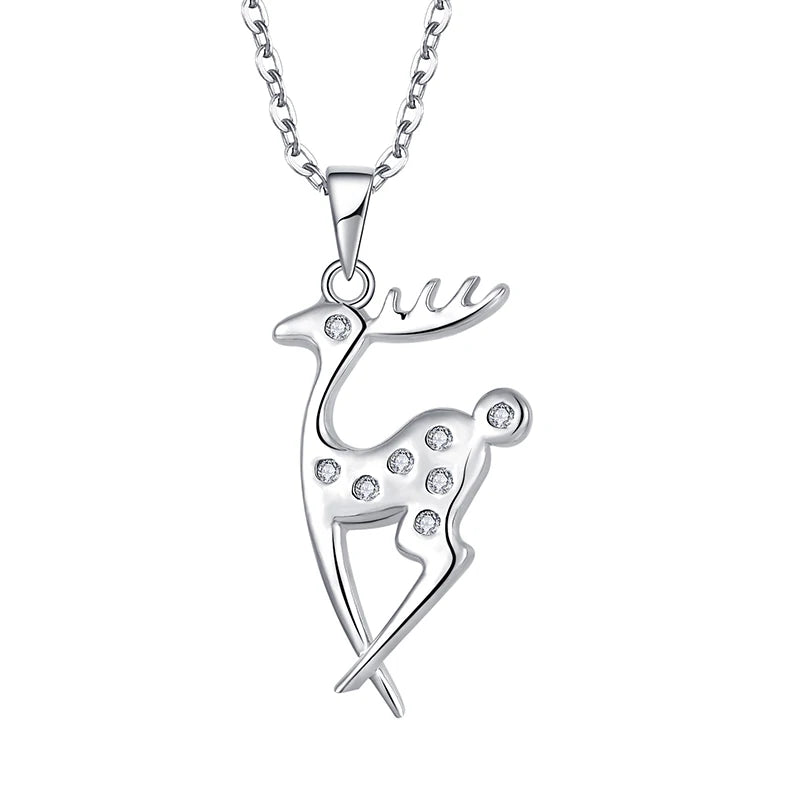 Christmas Cz Pendant Valentine Gift Jewelry Deer Animal Shaped 925 Sterling Silver for Women Trendy Zircon Customized Color
