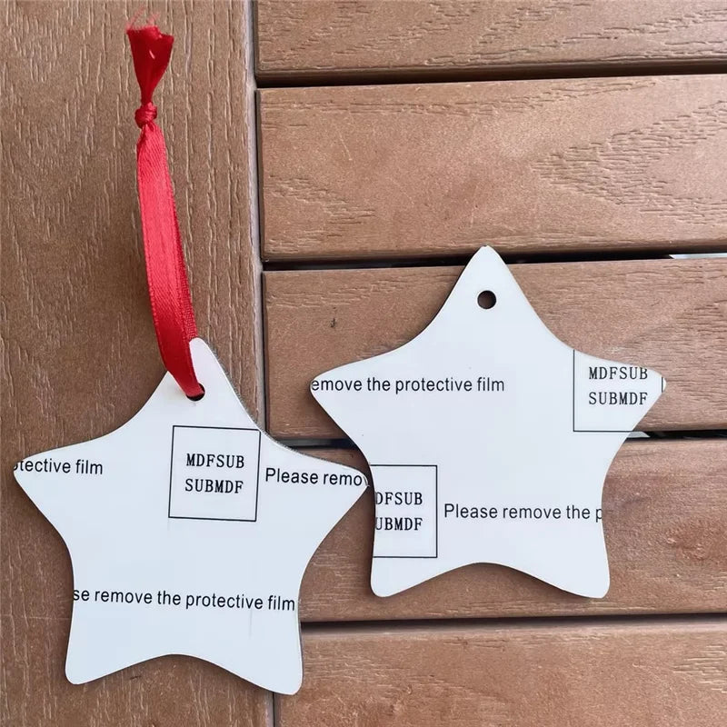 MDFSUB 80x80mm Double-sided MDF Sublimation Christmas Star Pendant Sublimation Blank Mdf Ornaments for Christmas Decoration