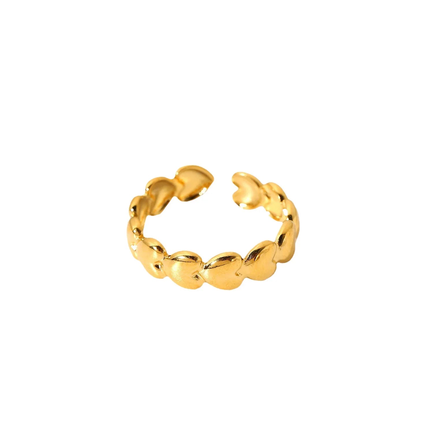 2025 Latest Classic 18K Gold Plated Stainless Steel Heart Opening Rings for Women