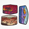 High Density Custom Iron on Woven Patches logo Badges With Merrow Border