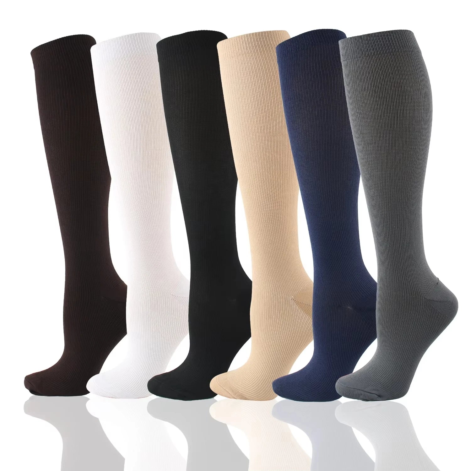 2025 New Material Anti-Odor Sport Knee High Crew Jacquard Logo Spring Crew Socks Knitted Copper Compression Socks