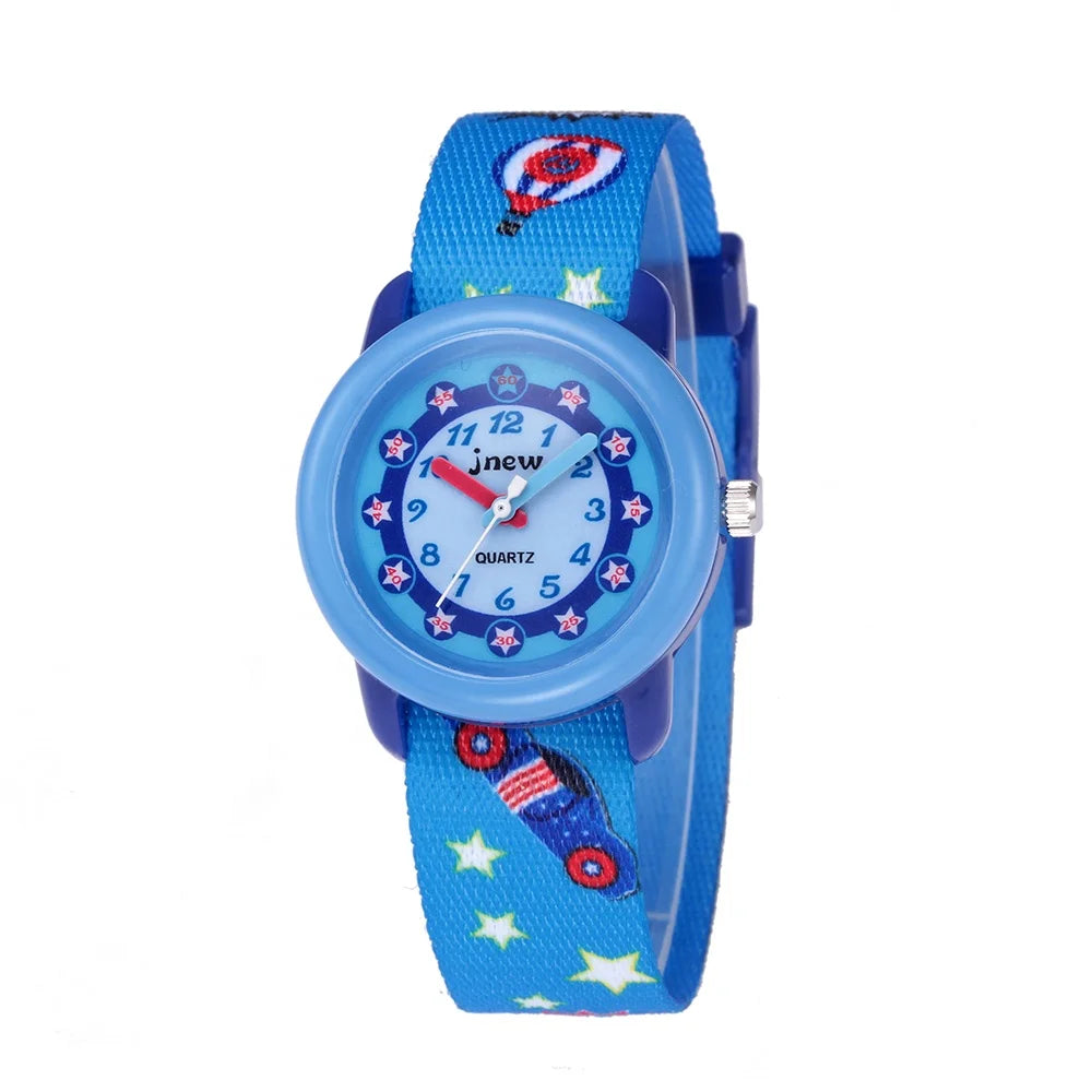 Fly Blue Kids Analog Wrist Watch Waterproof 30m Ribbon Cartoon & Fashion Design Educational Toys for Age 3 to 9 for Boys Girls