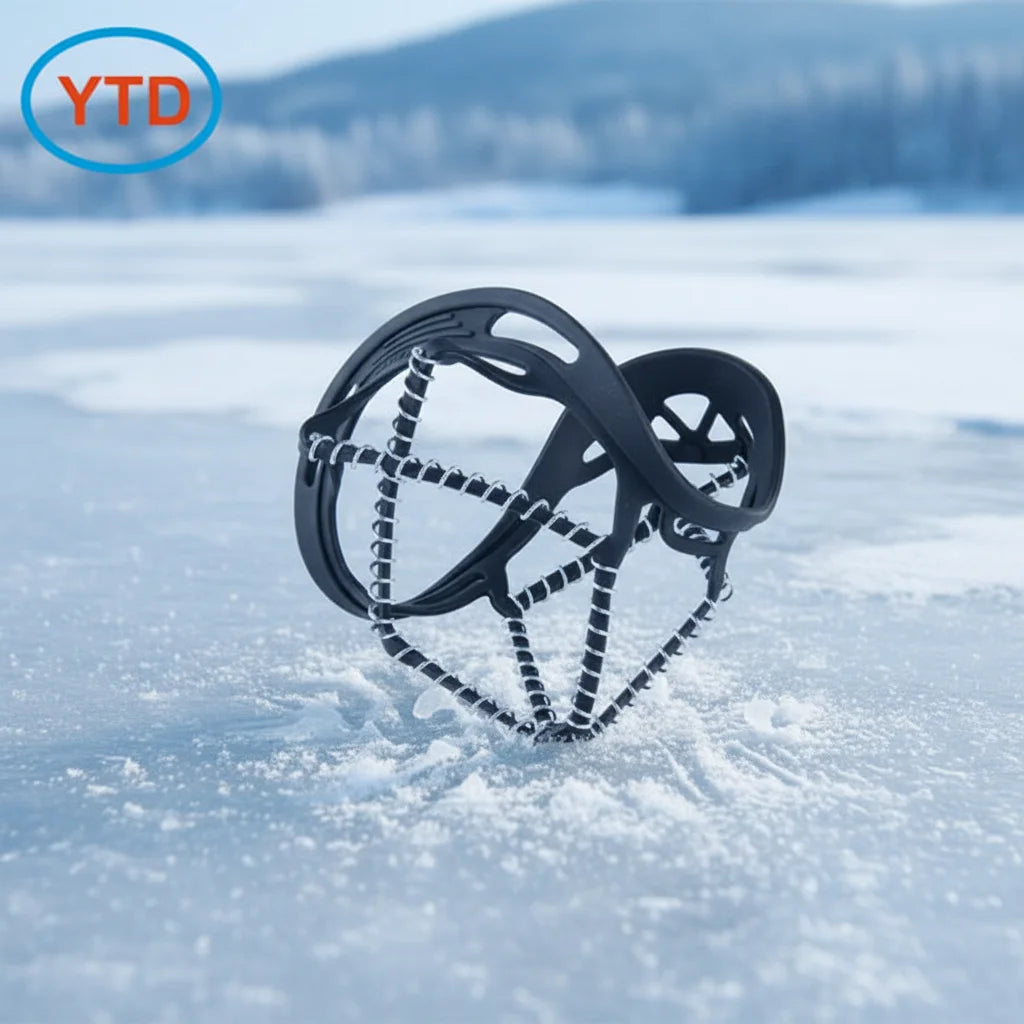 Winter Foot Traction Aids Anti-Slip Ice Cleats Rubber Material Lightweight Durable Easy-On/Easy-Off Sizes S/M/L/XL Black/Red YTD