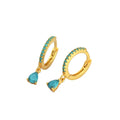 925 Sterling Silver Women Luxury Style Waterdrop CZ Pave Hoops Green Black Stone Crystal Tear Drop Earrings 18k Gold Plated