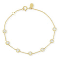 Gemnel Trendy 925 Sterling Silver 18k Yellow Gold Diamond pink rainbow Cz Bezel Set Bracelet