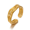 Nabest Non Tarnish Irregular Texture Ring Jewelry Women Stainless Steel 18K Gold Plated Designer Adjustable Rings