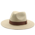 MIO Natural Panama Straw Hat Wholesale Plain Wide Brim Custom Belt Accept Beach Hats Sun Protect Straw Hat Men Women Unisex Cap