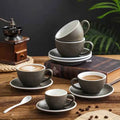 Custom Logo American Style Art Ceramic Coffee Cups with Saucer 250ml Latte Cappuccino Tea Cup Set
