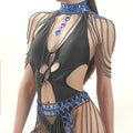 Hot Sell Blue Acrylic Double Shoulder Fringe Fashion Jewelry Body Chain Set