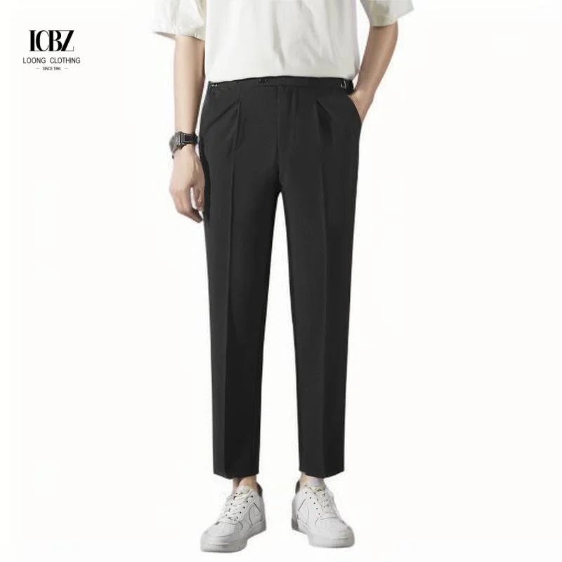 Men's High Waist Casual Pants Straight Tube Design Spring Summer Collection Zipper Fly Plus Size Conscious Worsted Suit Pant