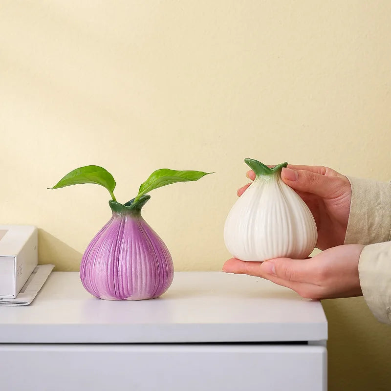 Creative Ins Ceramic Hydroponic Plant Vessel Minimalist Handbag Tabletop Vase for Small Onion Flower Arrangement for Home Living