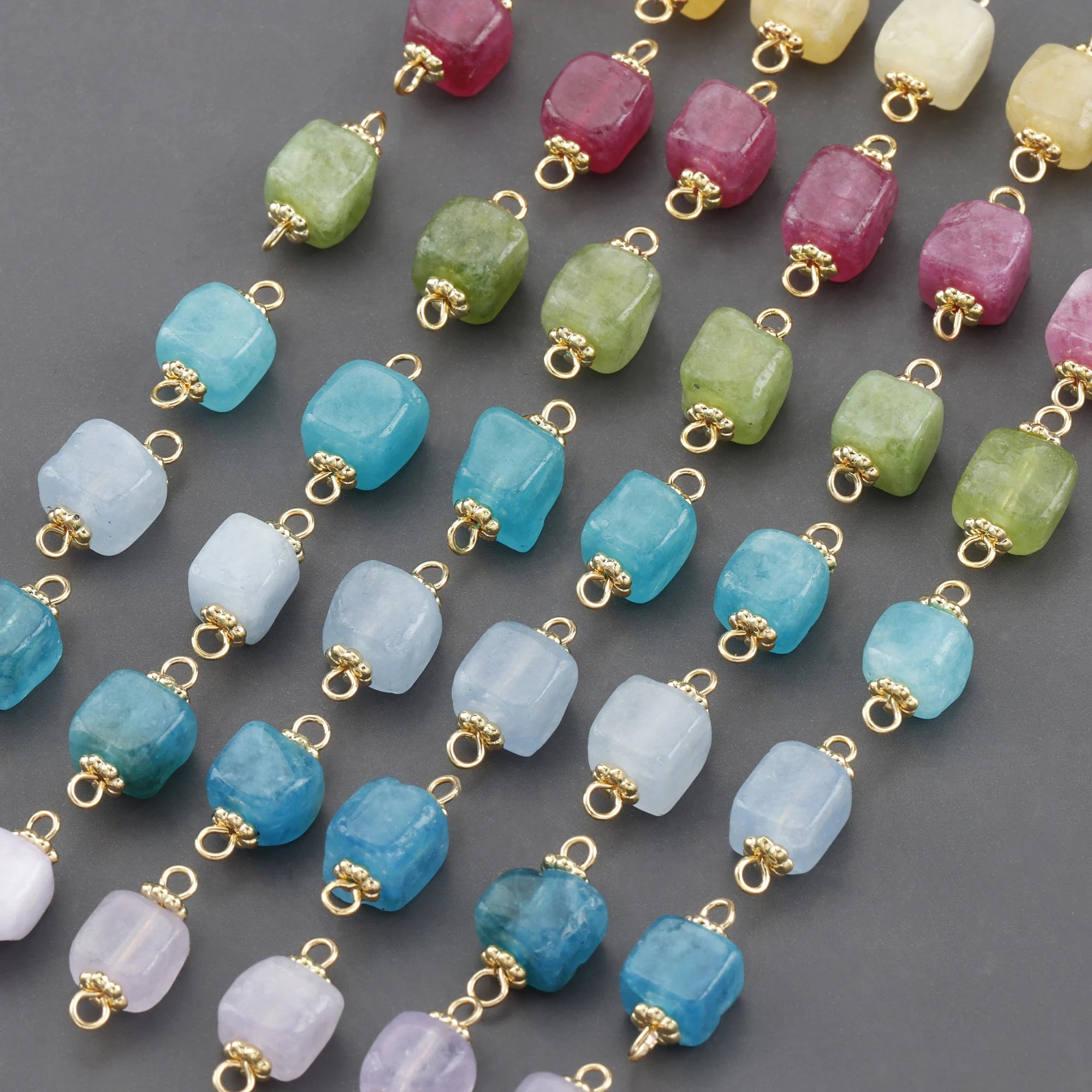 MA38 10pcs/Lot Nickel-Free 18K Gold Plated Natural Stone Jewelry Accessories DIY Bracelet Necklace Components