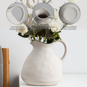 Vintage Ceramic Vase Lift Pot Shape Ceramic Vases Silk-fired Frosted Teapot Creative Handmade Porcelain Vase