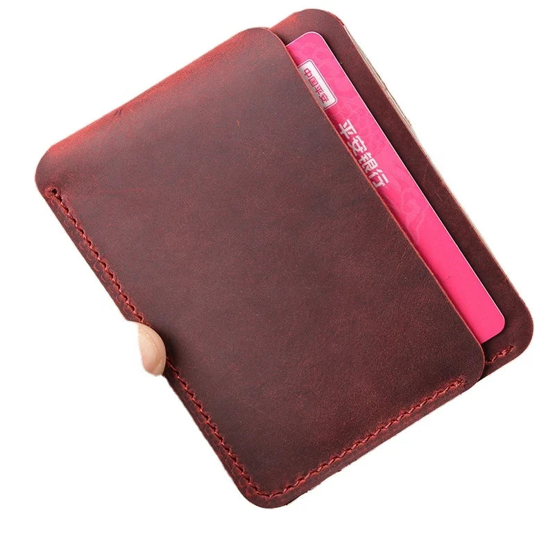 New Membership Vintage Genuine Leather Open RFID Blocking Wallet Card Holder with Customized Logo and Durable Design