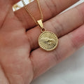 MECYLIFE Christian Jewelry Religious Prayer Jewelry Men's Minimalist Coin Praying Charm Stainless Steel Prayer Hand Necklace