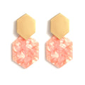 Mottled Acrylic Resin Drop Dangle Earrings Bohemian Style Polygonal Statement Jewelry for Women and Girls for Weddings Parties
