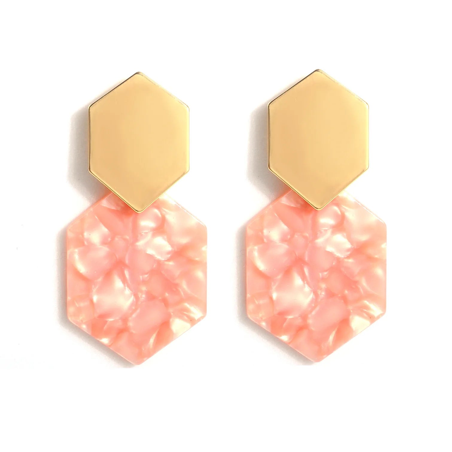 Mottled Acrylic Resin Drop Dangle Earrings Bohemian Style Polygonal Statement Jewelry for Women and Girls for Weddings Parties