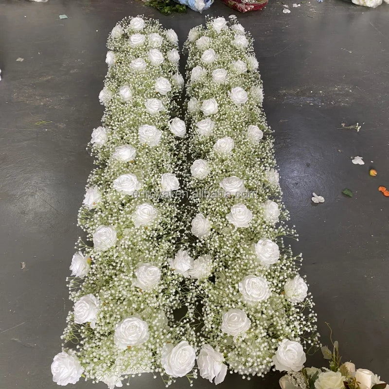 High Quality White 3D Roses Aisle Runner Modern Wedding Table Decorations Wholesale