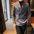 New Men's Suit Jacket Double Breasted Business British Casual Slim Fit Breathable Suit Jacket