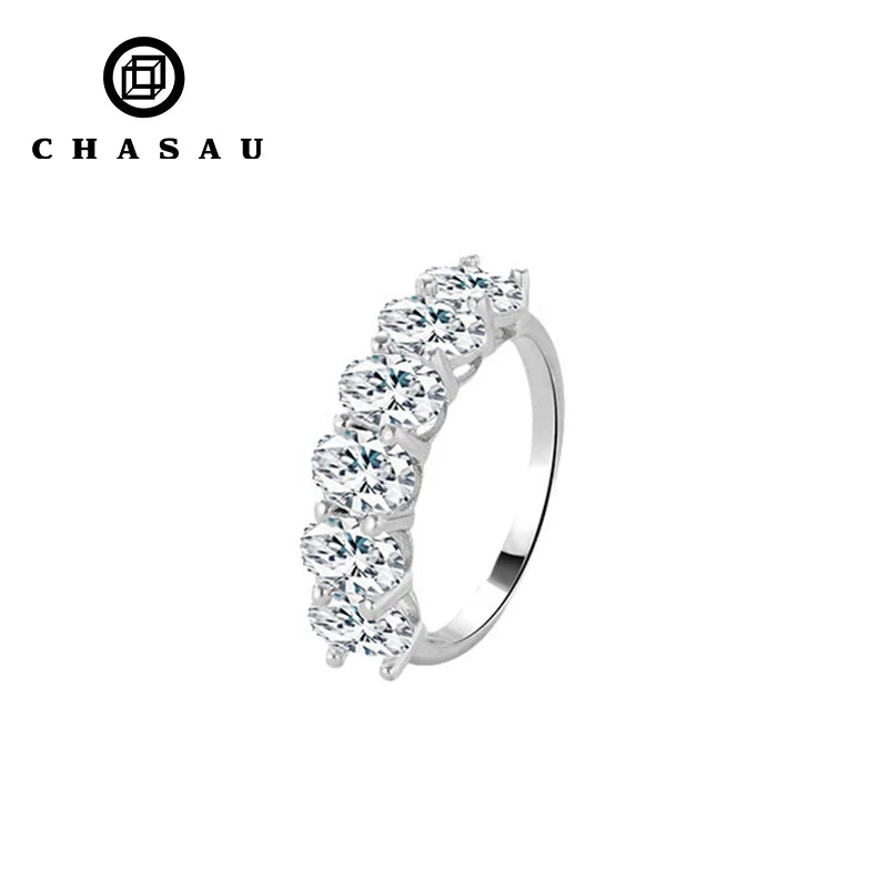 Most Popular 0.5ct 0.5 Carat 4x6mm Moissanite S925 Sterling Silver Six Stone Engagement Wedding Ring Anniversary Christmas Gift