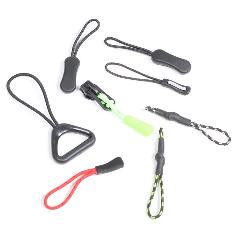 Hot Selling Custom Nylon Zip Pull Head Metal Zipper Slider High Quality Zipper Rope Puller for Outdoor Jacket Sportswear Bags