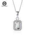 XMZ110  Fashion 925 Sterling Silver Square 1Ct Radiant Cut Moissanite Fine Jewelry Shiny Zircon Geometric Pendant Necklace Women