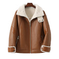 Winter Women Sheepskin Lamb Fur Coat Bomber Motorcycle Leather Jacket Shearling Jacket