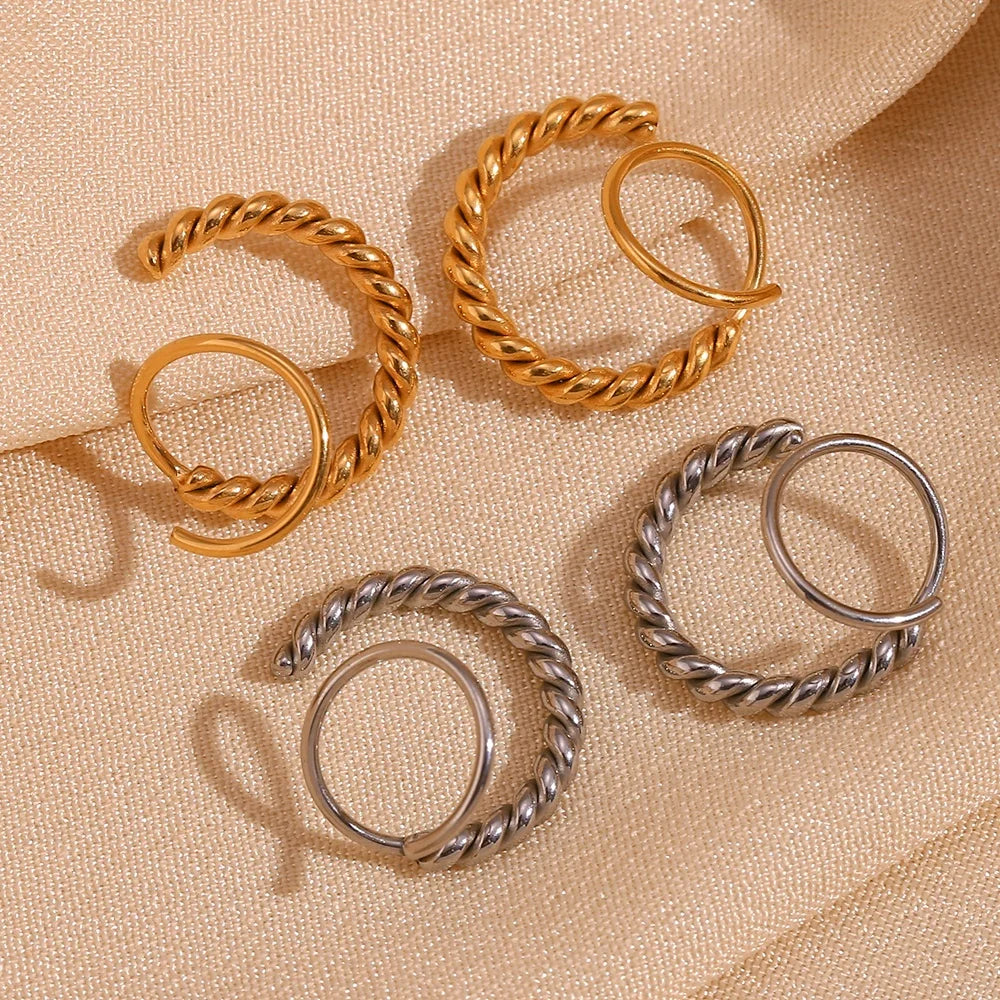 Waterproof Jewelry Twisted Hoop Earring 18k Gold Plated Stainless Steel Women Jewelry and Accessories Boucles D'oreilles