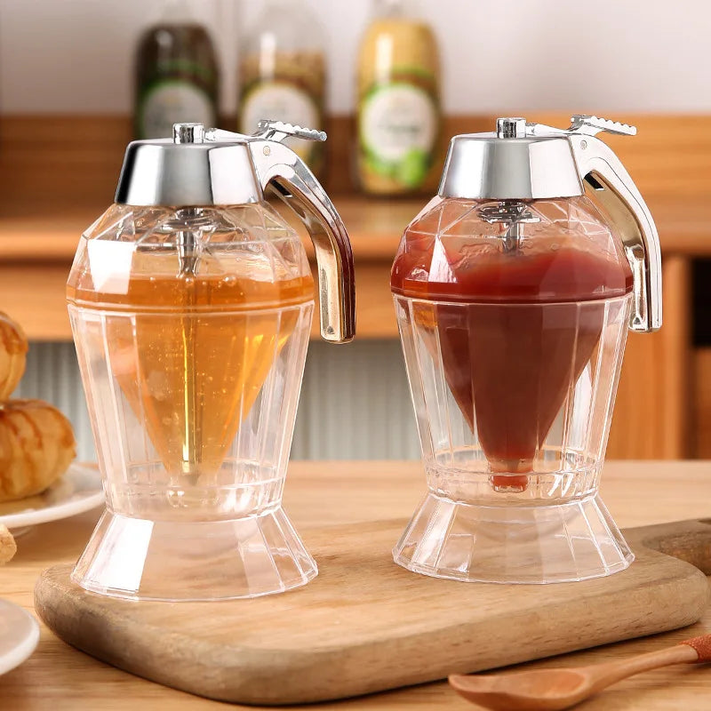Hot Sale 180ML Diamond Honey Dispenser Syrup Dispenser Jar Container Plastic Storage Pot for Home Cooking Baking No Drip