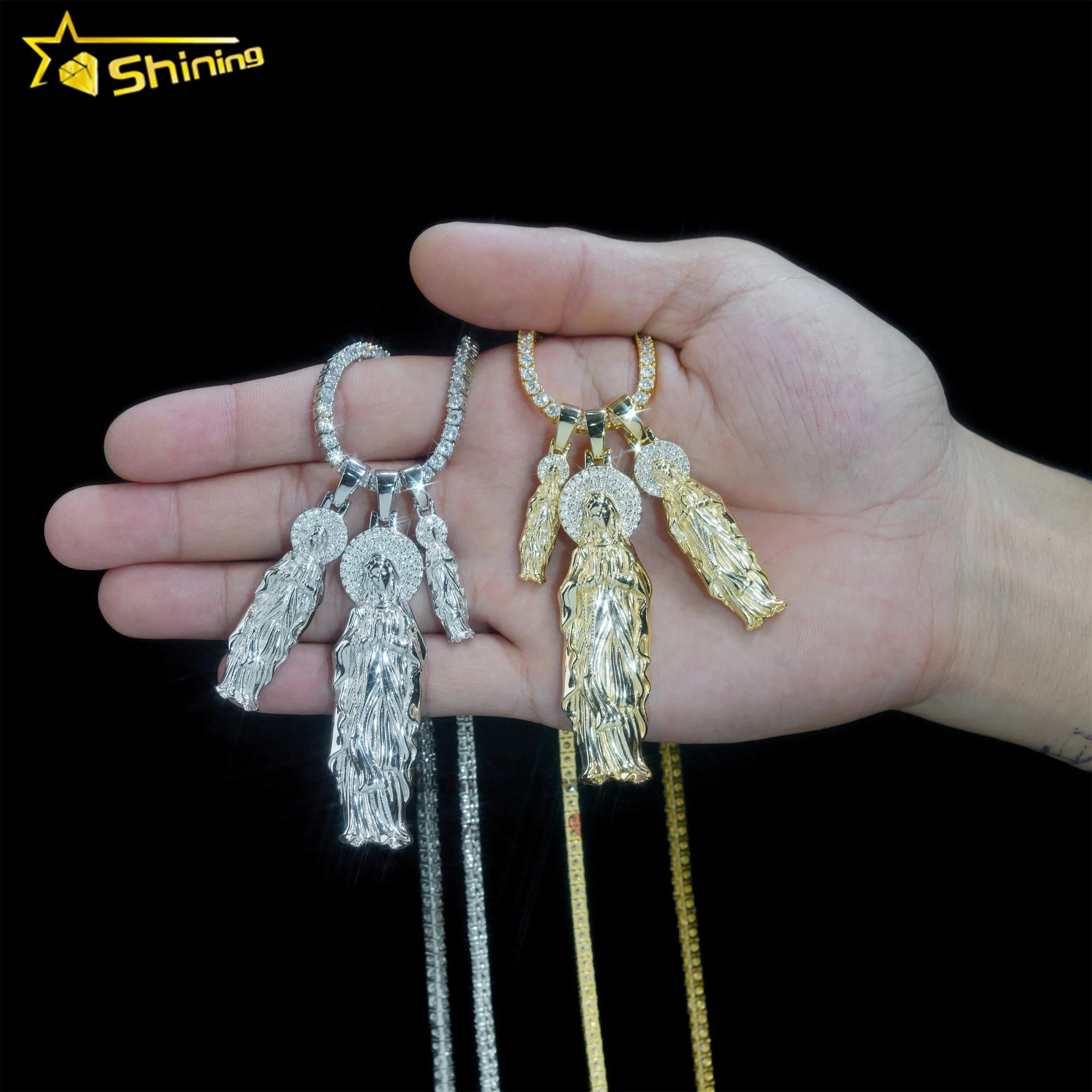 Shining Jewelry Pass Diamond Tester GRA Sterling Silver Hip Hop Iced Out Moissanite Jesus Pendant