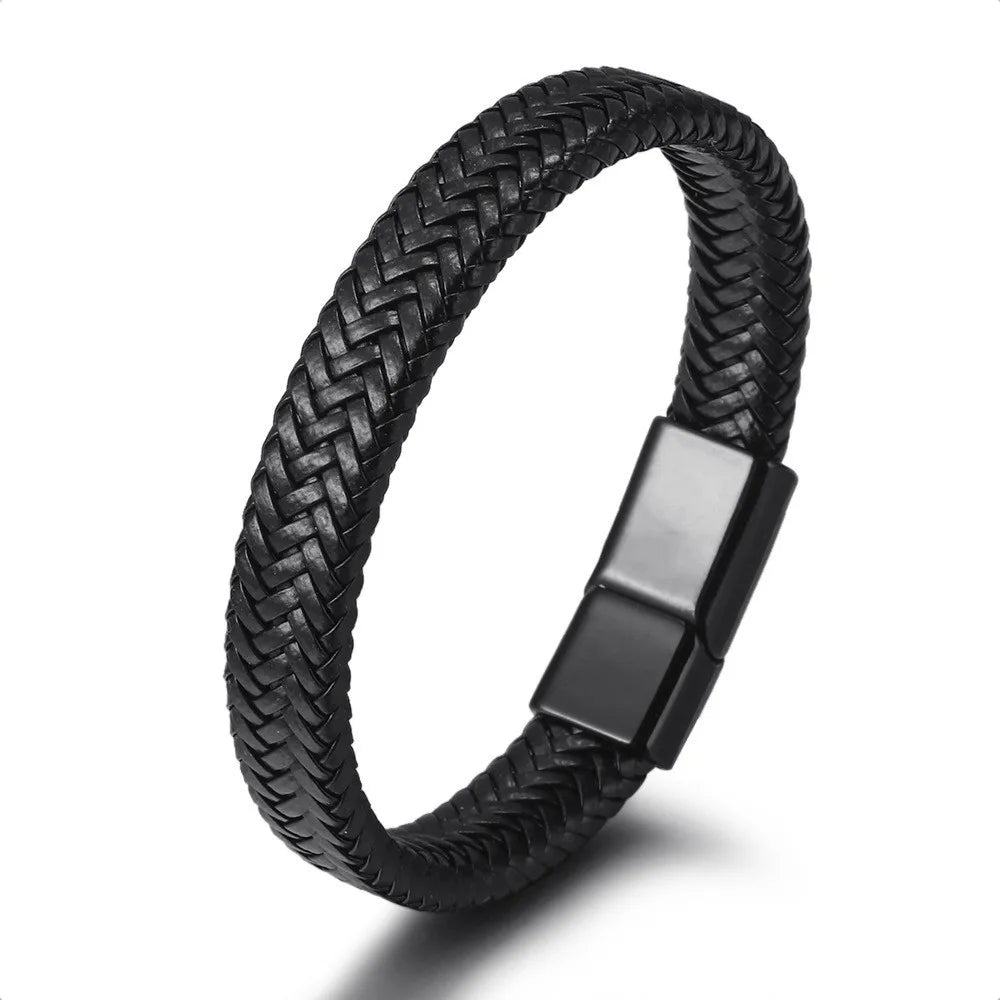 Wholesale Luxury Men's Magnetic Clasp Men Jewelry Bracelet Real Leather Bracelet