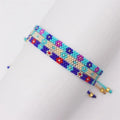 Handmade Bohemian Style Summer Fashion Bracelet Adjustable Woven Jewelry Bracelets with Main Stone Beaded Flower Bracelet