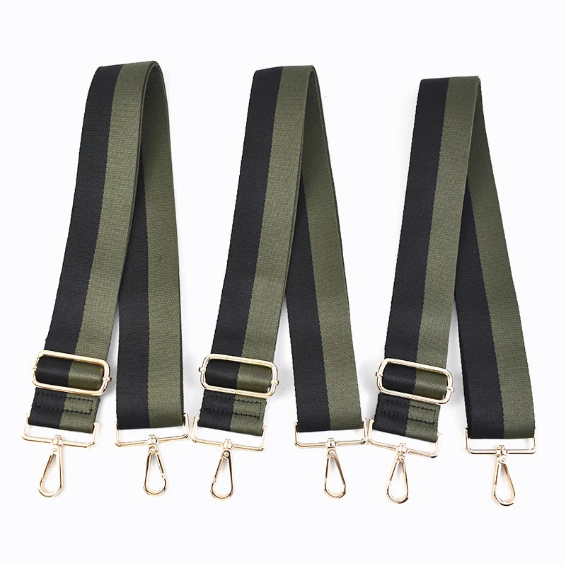 Meetee B-S2164 5cm Black and Green Color Matching Webbing Handbag Accessories Adjustable Wide Shoulder Strap