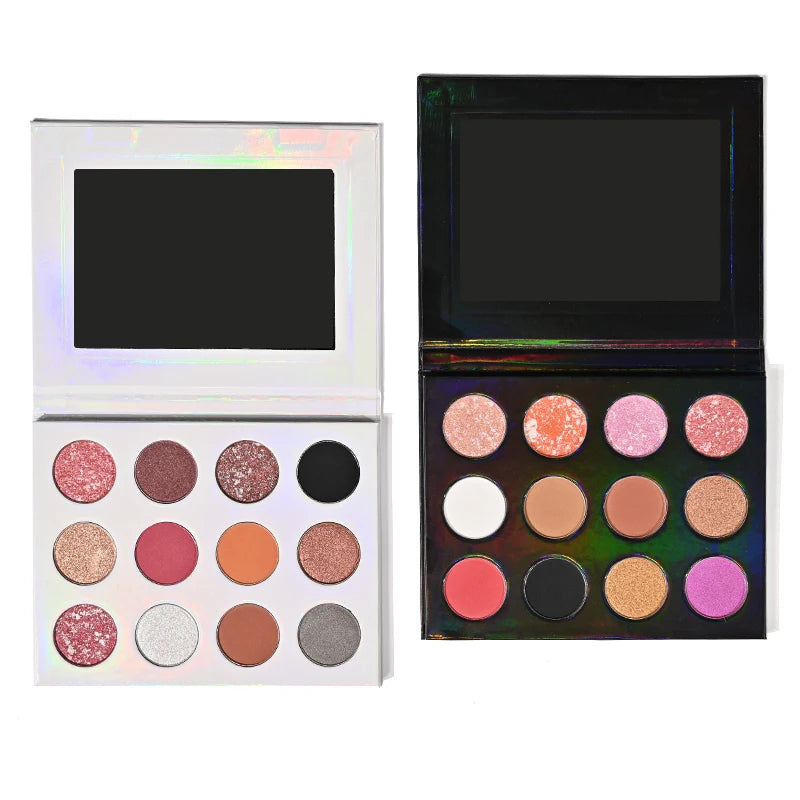 New Cosmetics 12 Colors Matte Private Label Makeup Glitter Shimmer Diy Eyeshadow
