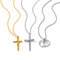 Trendy Double Ring Crucifix Necklace Fine Stainless Steel Necklaces for Men and Women Perfect Fashion Accessory for Parties