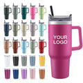 Stainless Steel Water Bottle Car Coffee Mug Tumbler with Handle Lid Straw Vacuum Thermos Cup 40oz