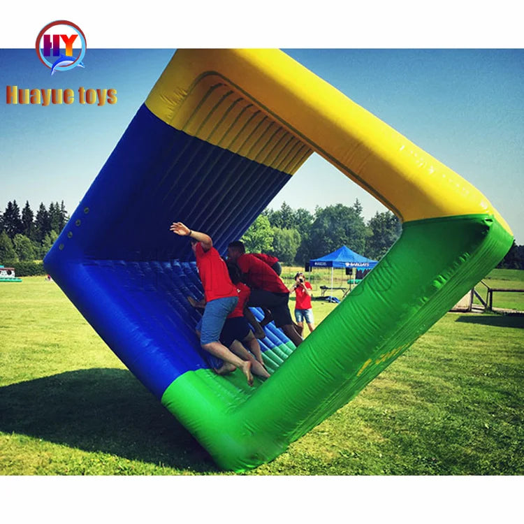 HUYUE Advertising Inflatable Interactive Adult Game Flip It Team Building Games square Rolling Sports Game